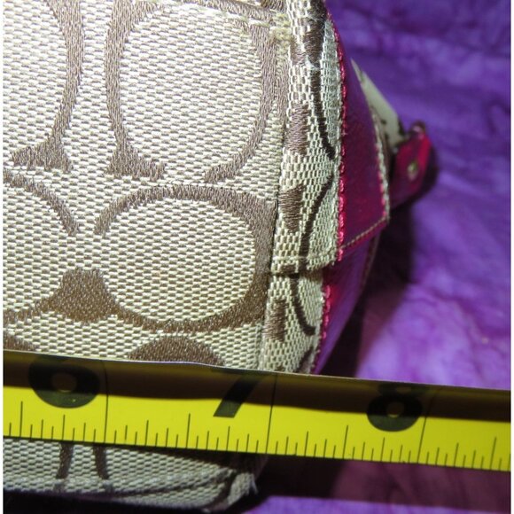 Coach 2008 Legacy Cursive Creed Limited Edition Canvas Leather Pink Stripe Demi - Picture 12 of 13